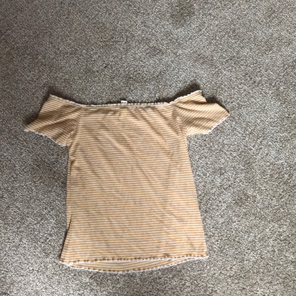 Off the shoulder white and yellow stripe top - Picture 1 of 1